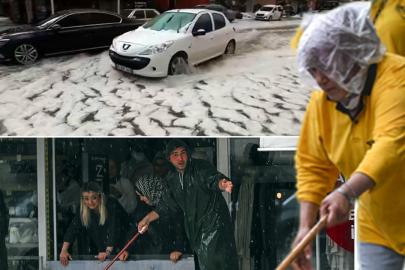 Ankara'da sağanak ve dolu: Bir anda bastırdı, yollar beyaza büründü