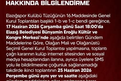 Elazığspor’da genel kurul tarihi netleşti